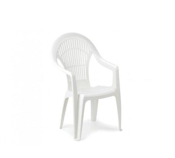 Bela plastična baštenska stolica
