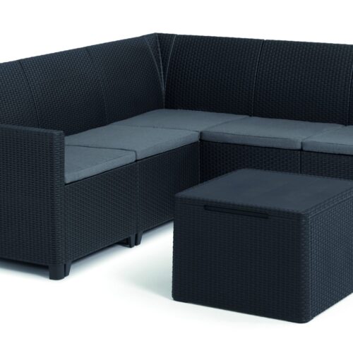 Baštenski Set Ugaoni Marie 5 Seater sa Box Stolom – Grafit