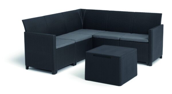 Baštenski Set Ugaoni Marie 5 Seater sa Box Stolom – Grafit